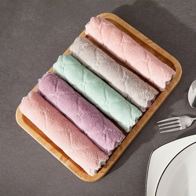 5 шт./лот супер впитывающая ткань для кухонной посуды из полиэстера антипригарное