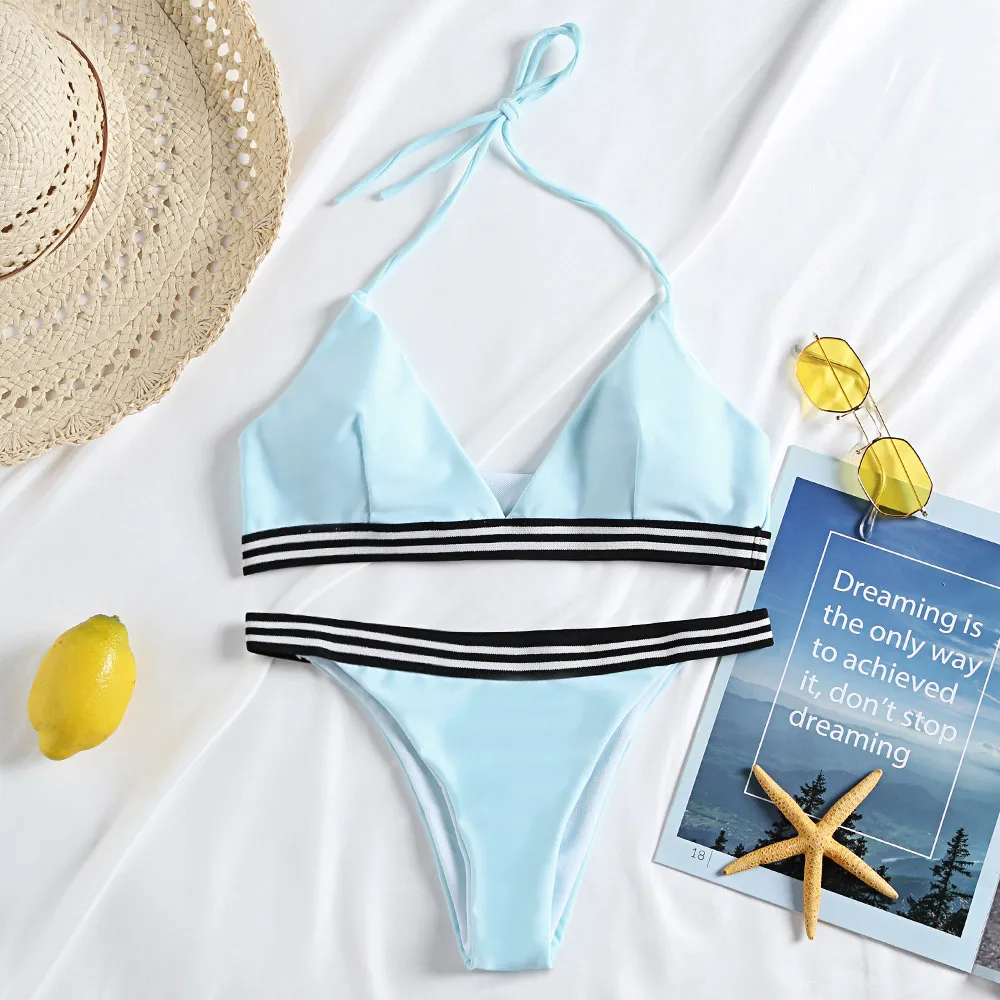 Сексуальный Одноцветный удлиненное бикини летний великолепный яркий пляжный