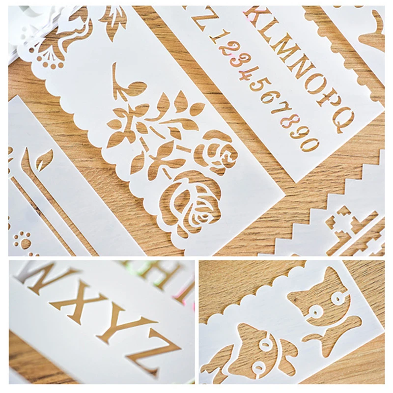 8 различных стилей шаблон для рисования пуля журнал трафарет набор пластиковый