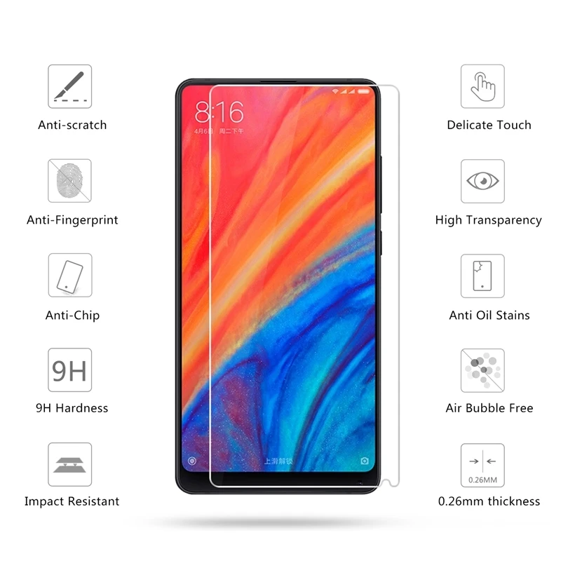 Защитная пленка 2.5D для Xiaomi Mix 2 защита экрана 9H закаленное стекло премиум класса