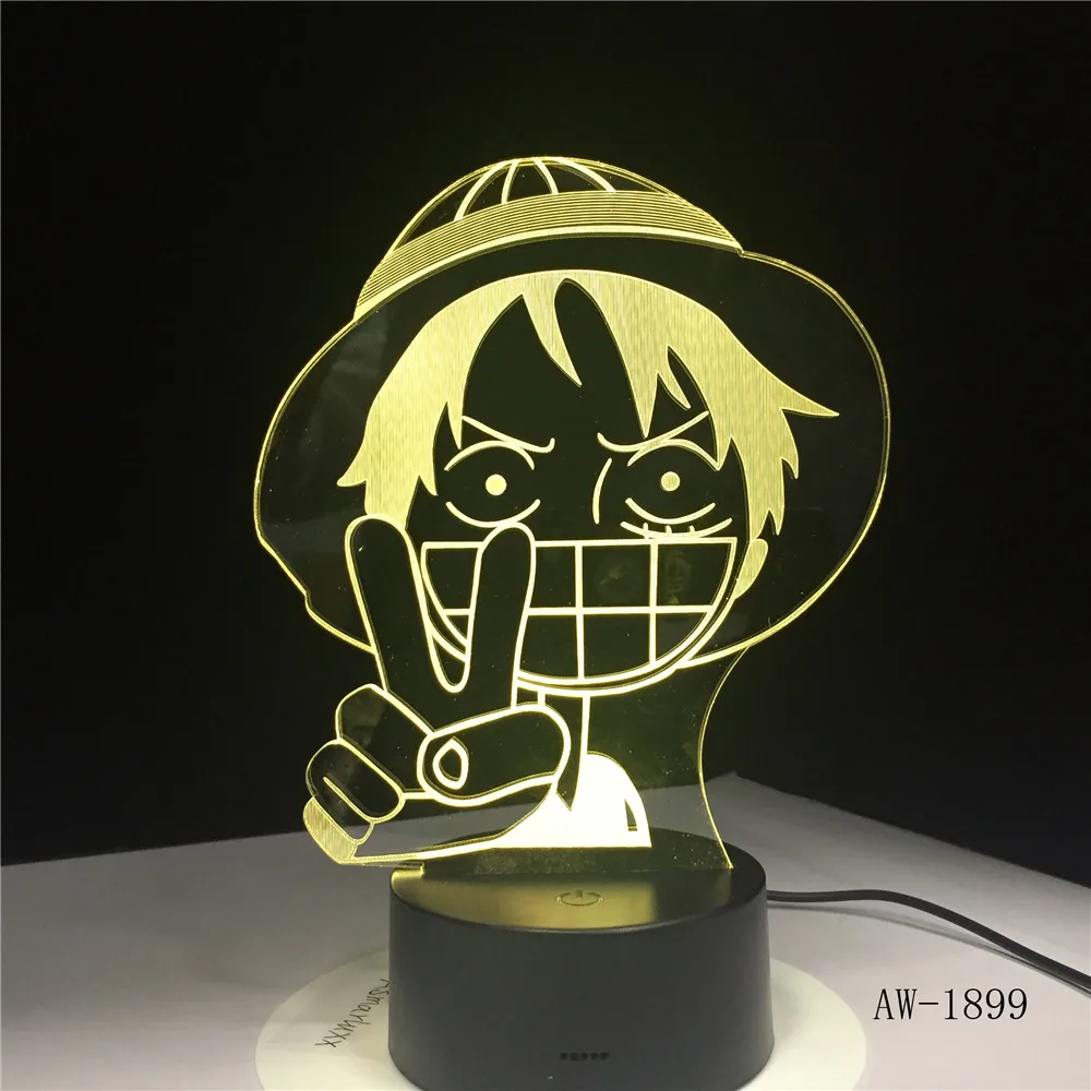 3D Led Видение аниме Луффи моделирование ночник Usb одна штука настольная лампа 7