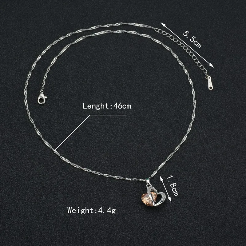 2018 jingyang Christmas Silver Necklace Heart Shaped Ball Pendant Clavicle Woman Short Fall for Women Sweaterv alentine's day |