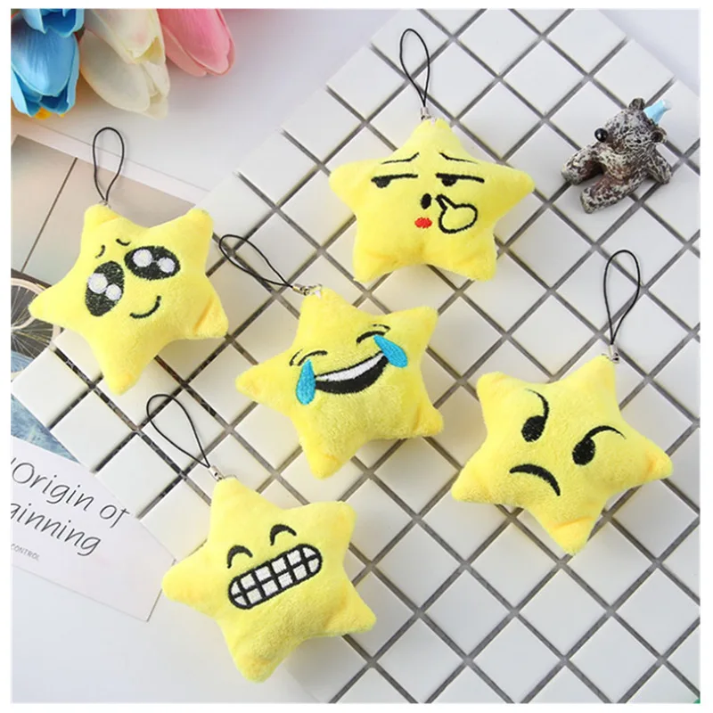 1 шт. маленькая звезда Kawaii Плюшевые брелоки Милый Emoji наполнение мягкий хлопок
