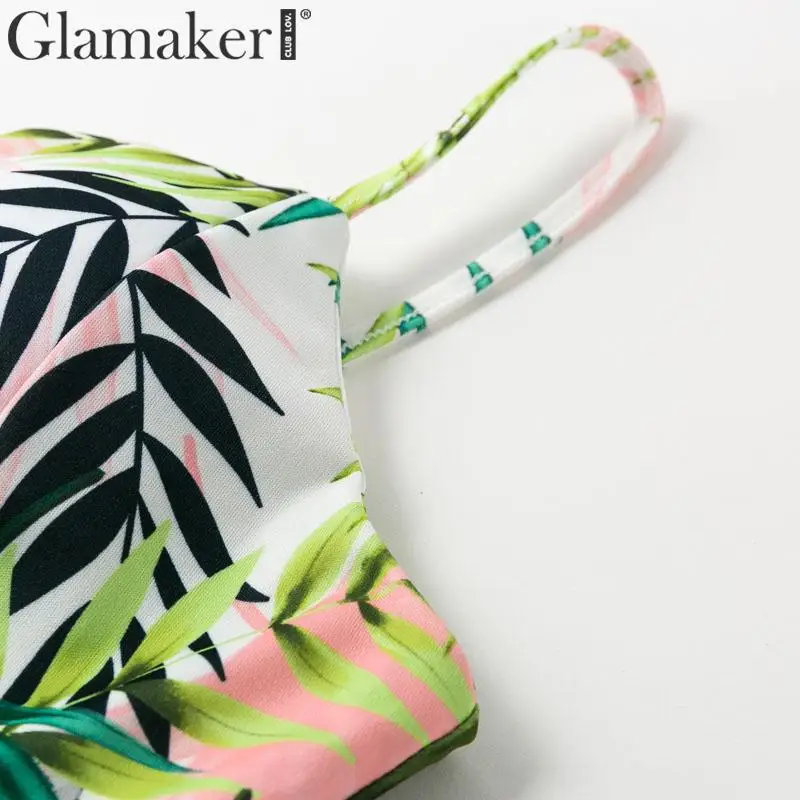 Женский комбинезон с цветочным принтом Glamaker облегающий пляжный завышенной