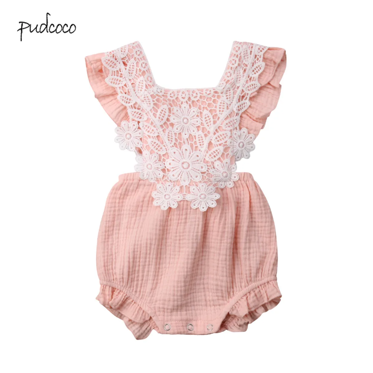Новое Брендовое Кружевное боди Pudcoco для новорожденных девочек без рукавов