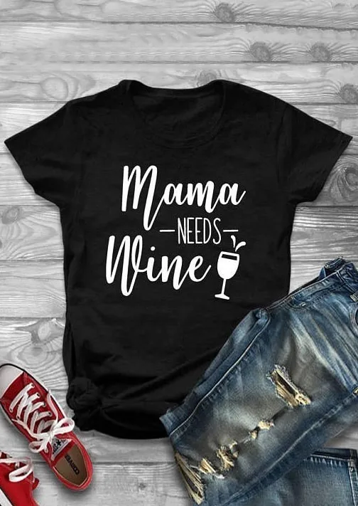 Футболка с надписью mom needs wine летняя женская футболка gift Забавный винтажный гранж