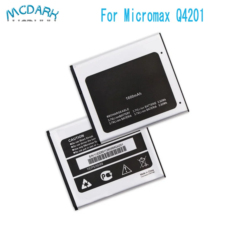 Mcdark 1600mAh Высокая емкость для Micromax Q4201 батарея запасные батареи сотового телефона