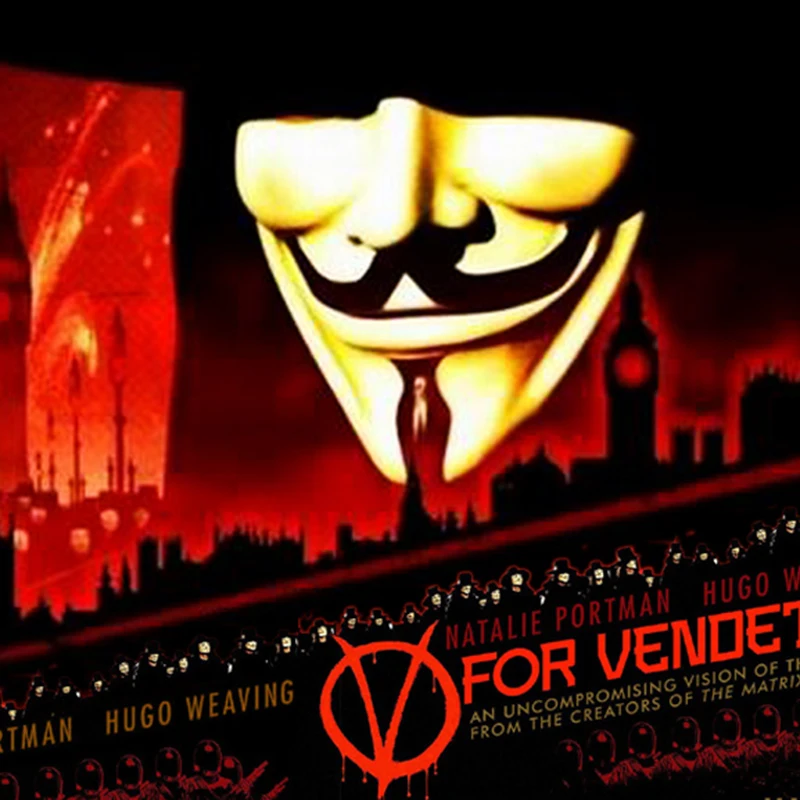 V для Vendetta Маска черная Тема фильма вечеринки Хэллоуин Рождество Косплей