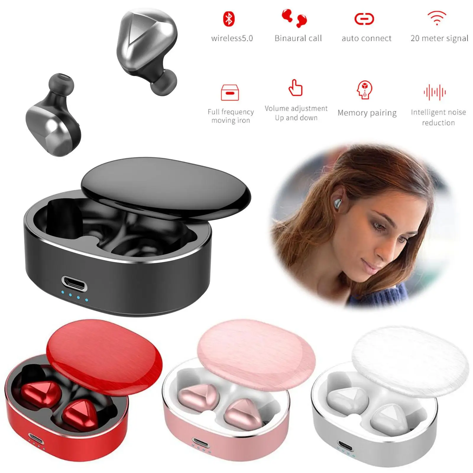 TWS настоящие беспроводные наушники Bluetooth мини вкладыши стерео музыка для iPhone Samsung