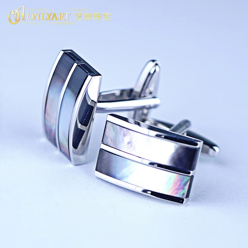 

white shell MOP cufflink man accessory men's silver plated cufflinks & tie bar fashion shell button OnlyArt jewellery design