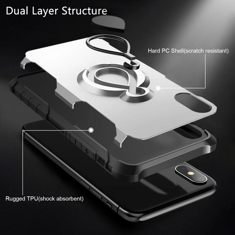 Роскошный Жесткий ПК чехол для iPhone X XS 8 7 Plus с магнитным автомобильным креплением