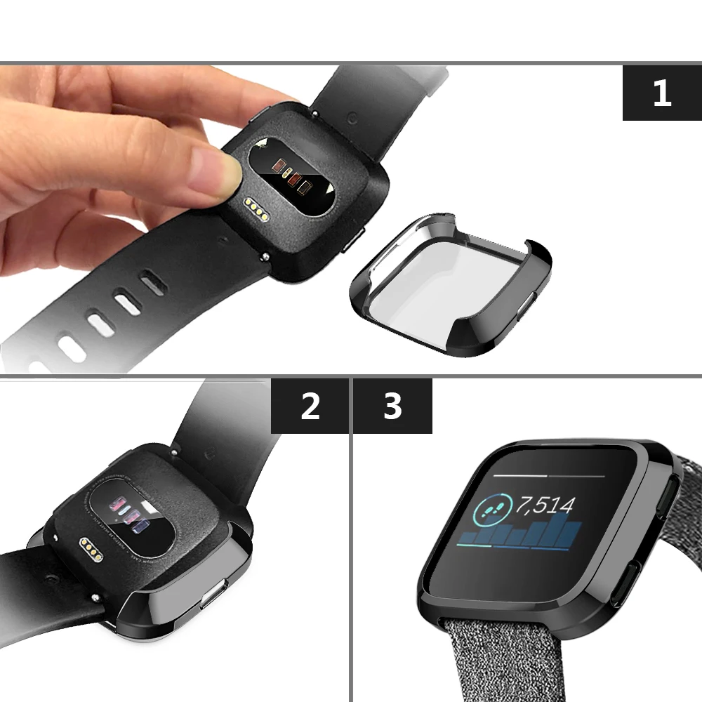 Новый 360 градусов защитный чехол для Fit bit Versa Band покрытие Coque Bit аксессуары часов