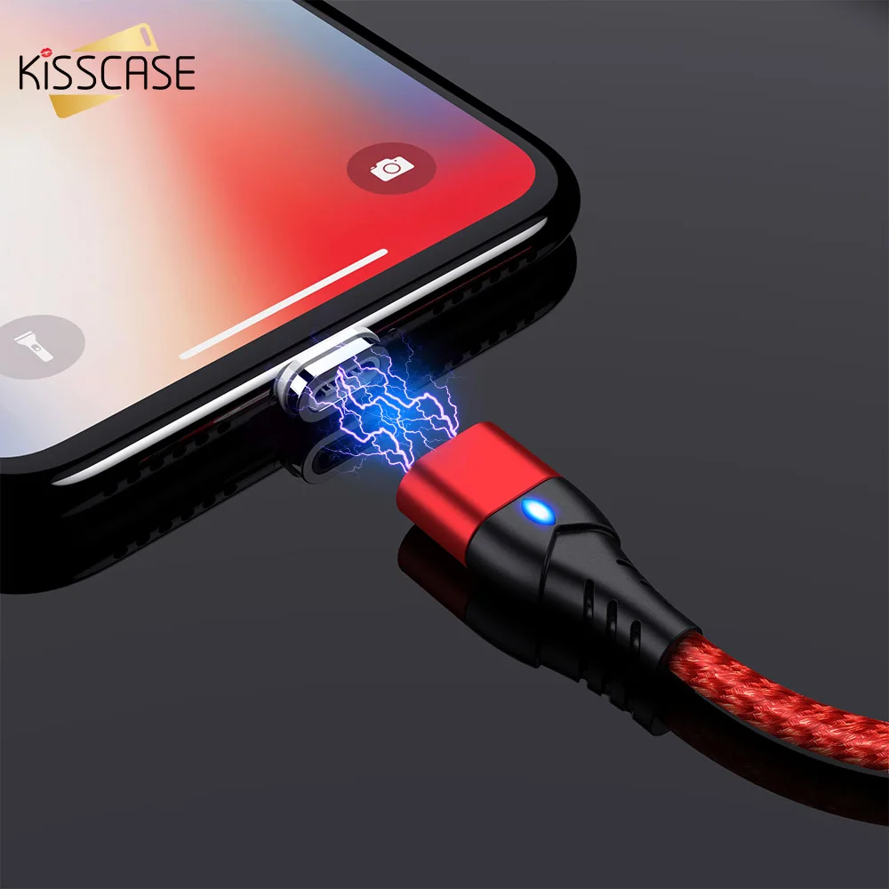 Kisscase Магнитный микро USB кабель 3A Быстрая Зарядка Тип C для iPhone Samsung магнит зарядное