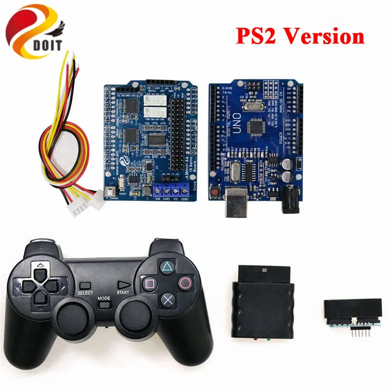 WiFi/Bluetooth/PS2 RC 4wd умный автомобильный комплект шасси с UNO R3 плата + драйвера