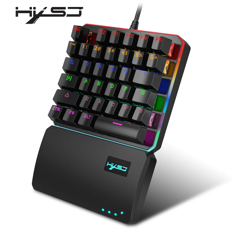 hand keyboard 35 key rgb multiple backlight mode hxsj one handed gaming keyboard lsuitable for professional game players free global shipping