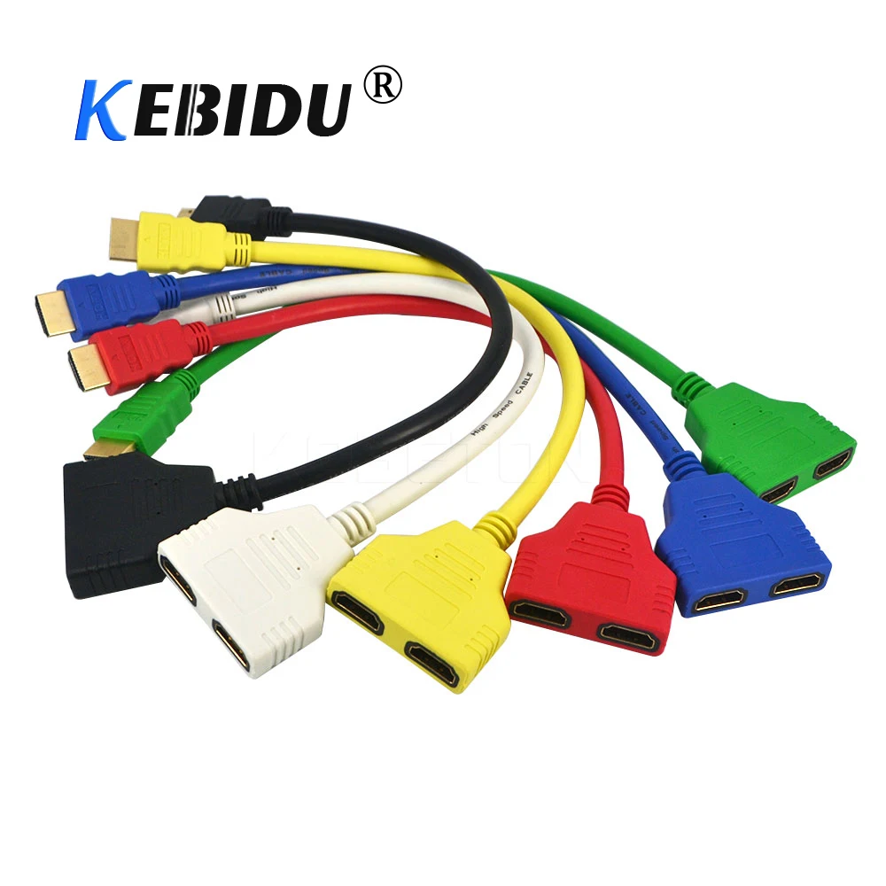 Адаптер KEBIDU горячая распродажа 1 штекер Двойной HDMI 2 гнездо Y сплиттер 20 см для ПК