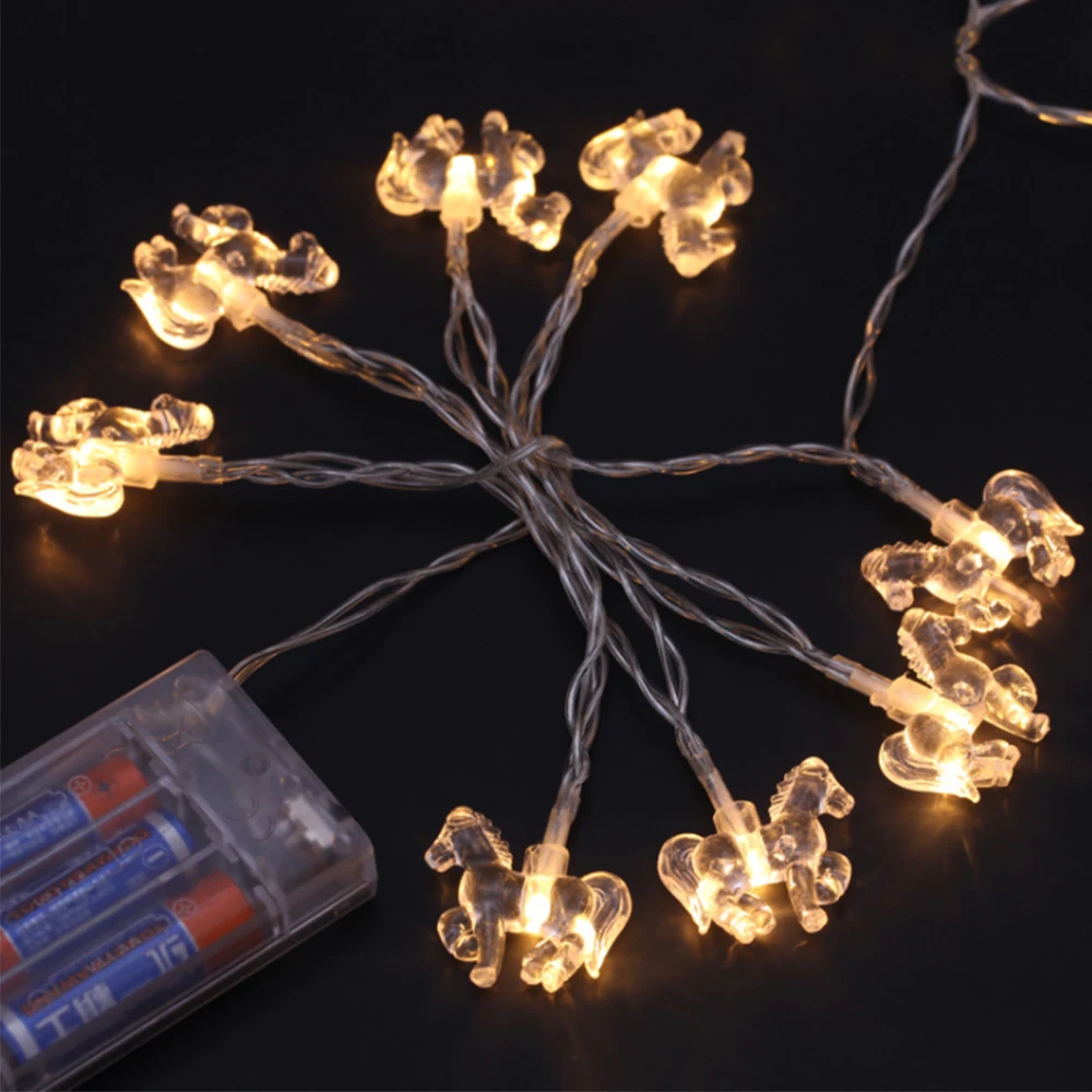 10/20/40Led Unicorn Horse Shape LED String Lights 1.2/2.5/5M Battery Powered for Halloween Christmas Kids Bedroom Decoration | Освещение