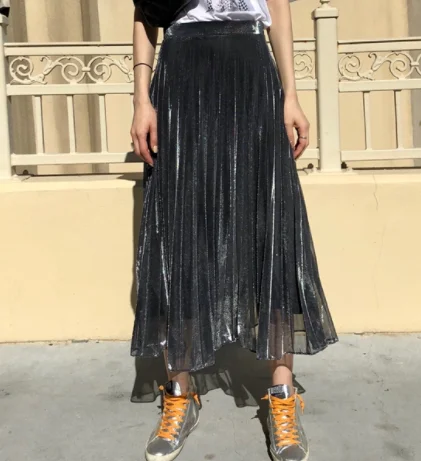 Женская Милая юбка трапециевидной формы с асимметричной талией до середины икры