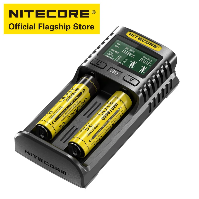 Интеллектуальный ЖК дисплей NITECORE UM2 с двумя слотами автоматически активирует и