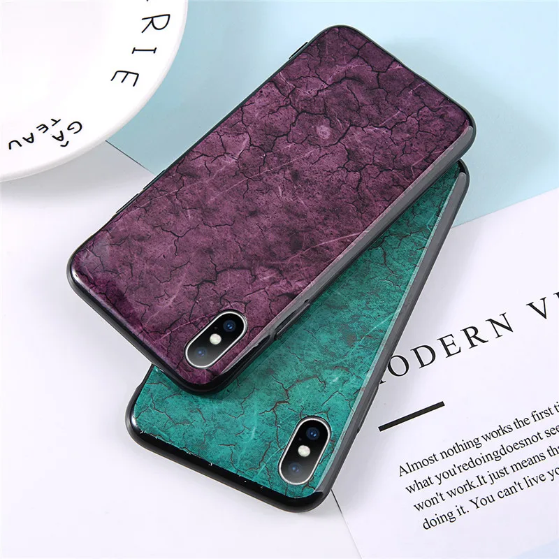 Lovebay Luxury Phone Case Epoxy Shell Marble Soil Crack 3D Pattern Girl Women Back Cover For iPhone 6 6S 7 8 Plus X XS XR Max |