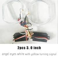 2pcs 3 0 inch square led day running white angel eyes with yellow turning signal dual color 12v