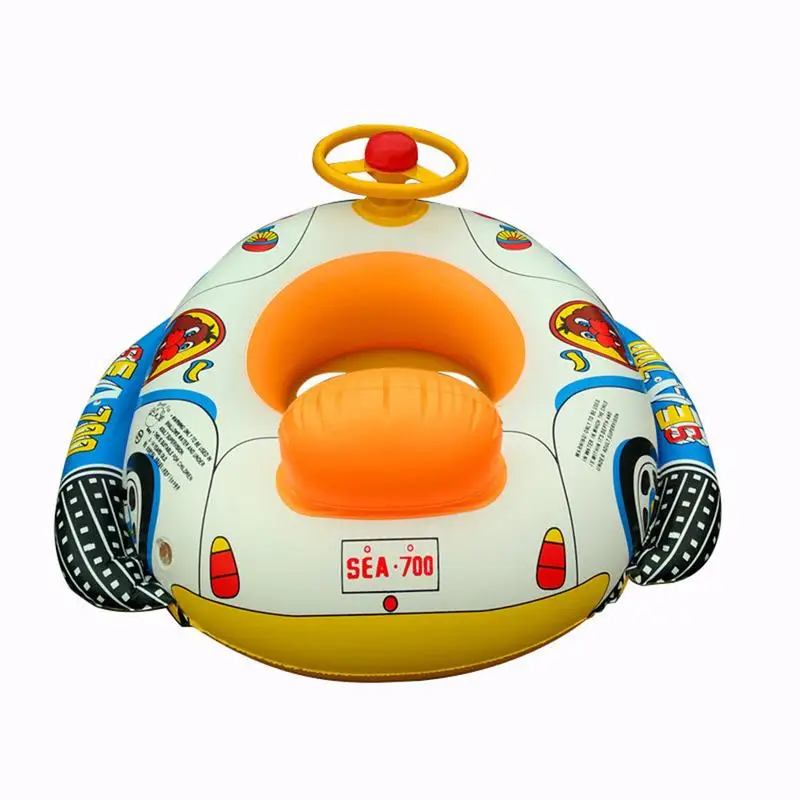 

Children's Swimming Ring Cartoon Car Boat Inflatable Thickening with Direction Seat Boat Float Motorboat Harmless PVC Plastic To