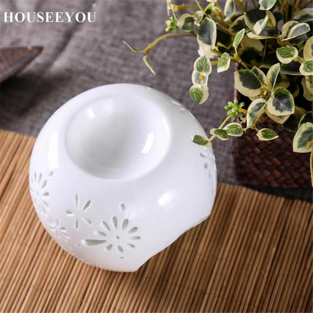 Полый белый фарфоровый курильница свечи и горелка для эфирного масла держатель