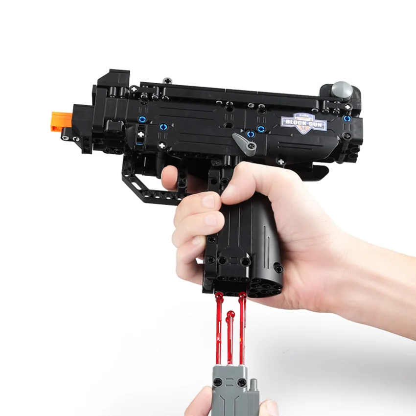 359 шт. строительные блоки игрушки UZI блок модель пистолета пластиковые пули для