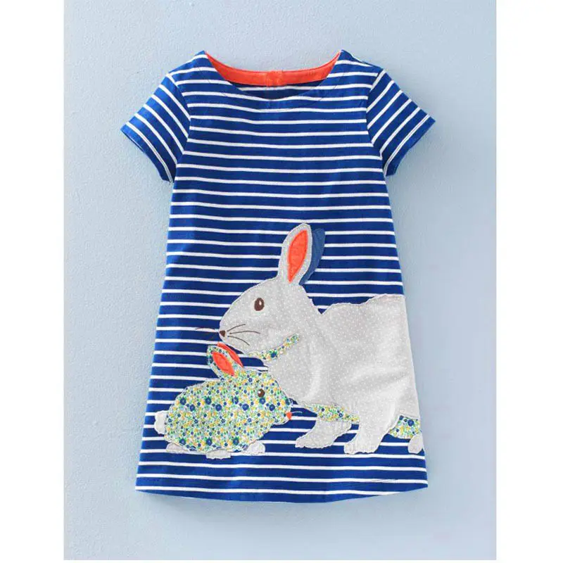 Pudcoco Girl Dress 2Y-7Y US Toddler Kids Baby Easter Bunny Stripe Princess Party Sundress 2-7T | Детская одежда и обувь