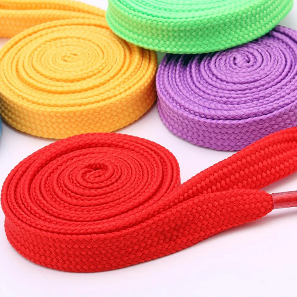 

Cheap 1 Pair 100cm Shoelace Flat Popular Sports Shoes Laces Casual Canvas Polyester Shoelaces Candy Color White Green Shoelace