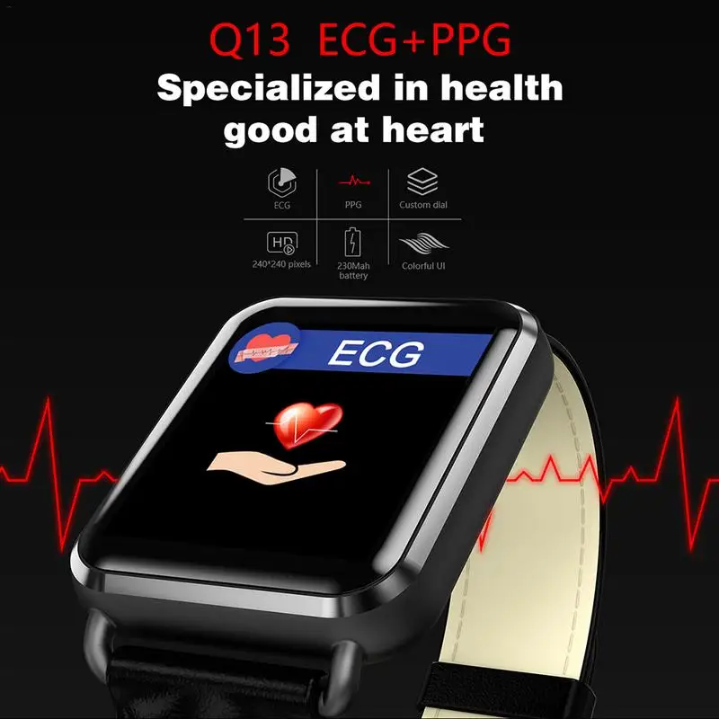 Q13 Смарт часы ЭКГ спортивные PPG умный Браслет HRV отчет кровяное давление