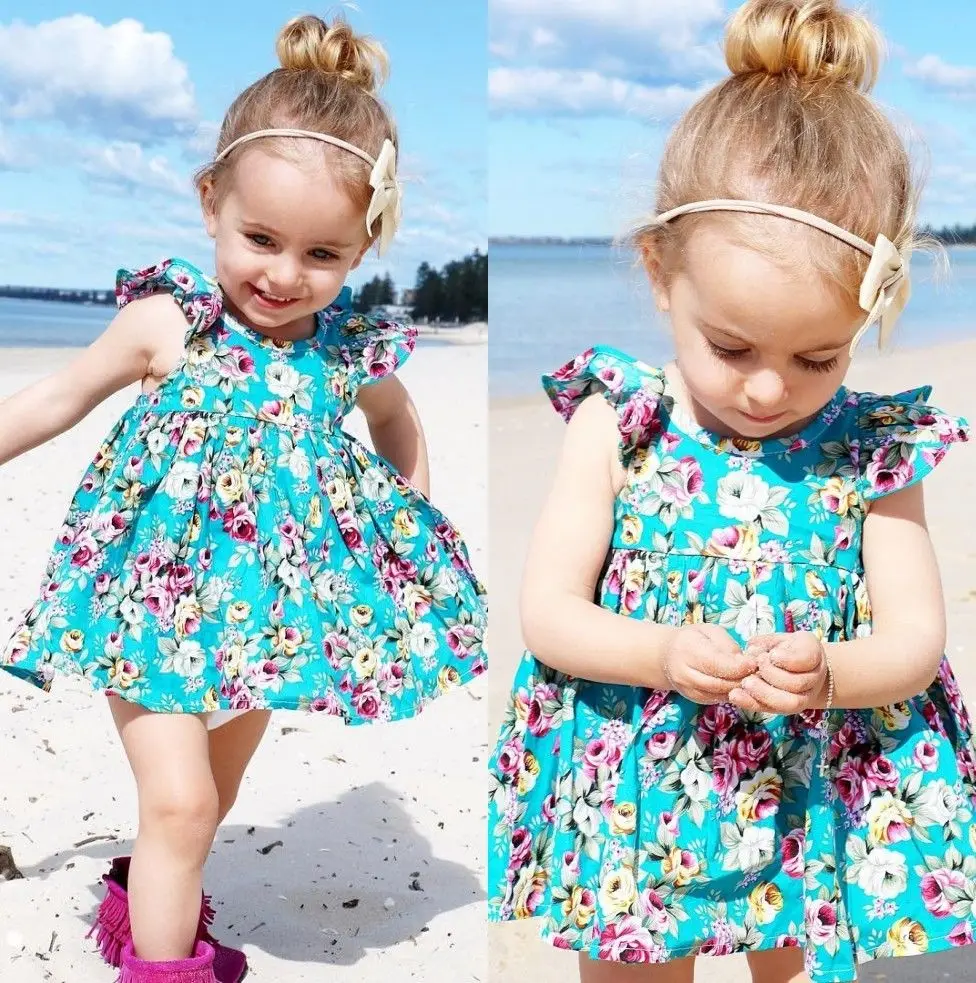 

Pudcoco Baby Girl Set 0-5Y 2Pcs Newborn Baby Girl Ruffle Floral Dress Sundress + Briefs Outfits Set Clothes