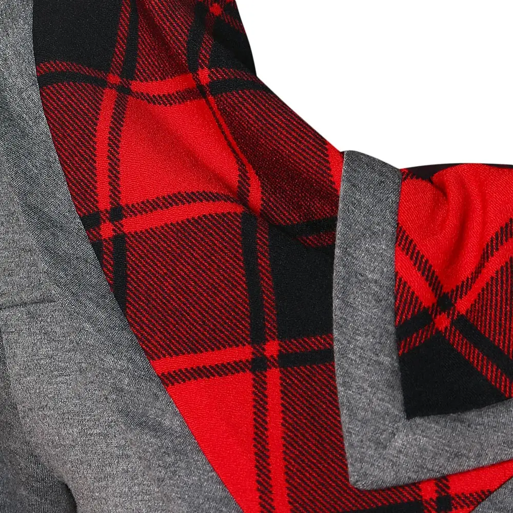 Фото AZULINA Tartan панель с длинным рукавом Асимметричная футболка для женщин топы AZULINA Tartan панель с длинным рукавом Асимметричная футболка для женщин топы