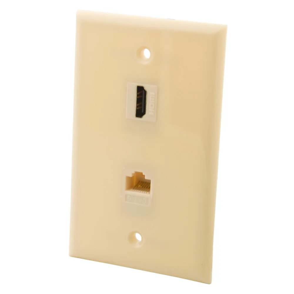 

Однотонная стильная настенная панель цвета слоновой кости HDMI CAT6 RJ45