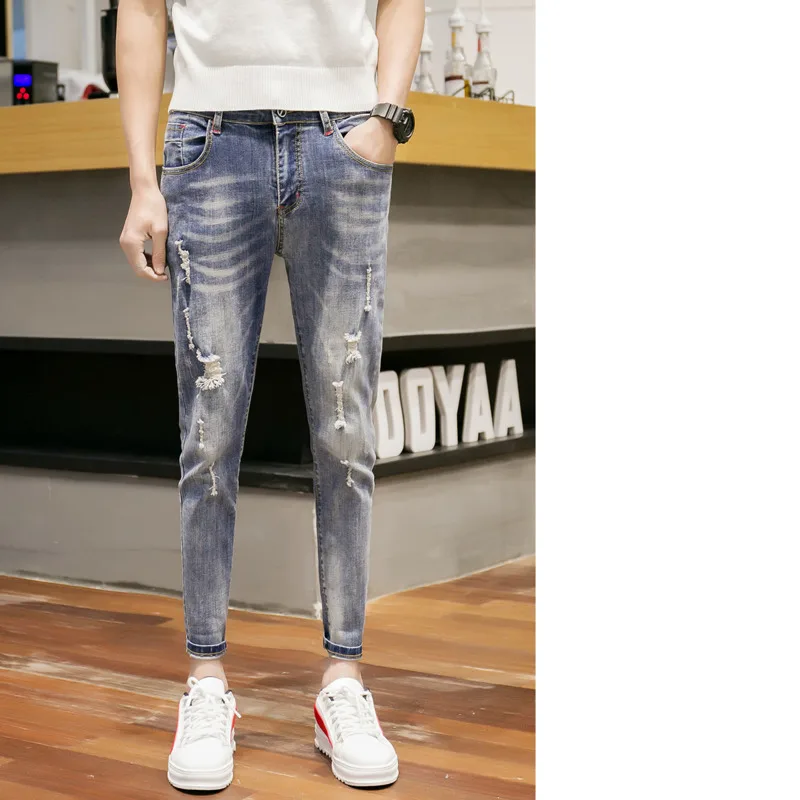 2019 Spring And Summer New Trend Korean Couple Casual Fashion Slim Sports Skinny Jeans Men Hip Hop Best Pantalon Homme Berserk | Мужская