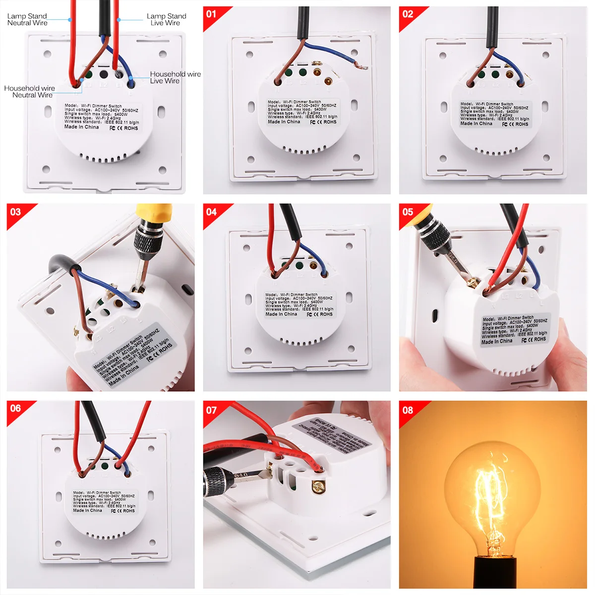 Wireless Led Dimmer 220V WiFi Touch Control Light Stepless Switch Work With Phone APP Amazon Alexa /Google Home / IFTTT | Лампы и