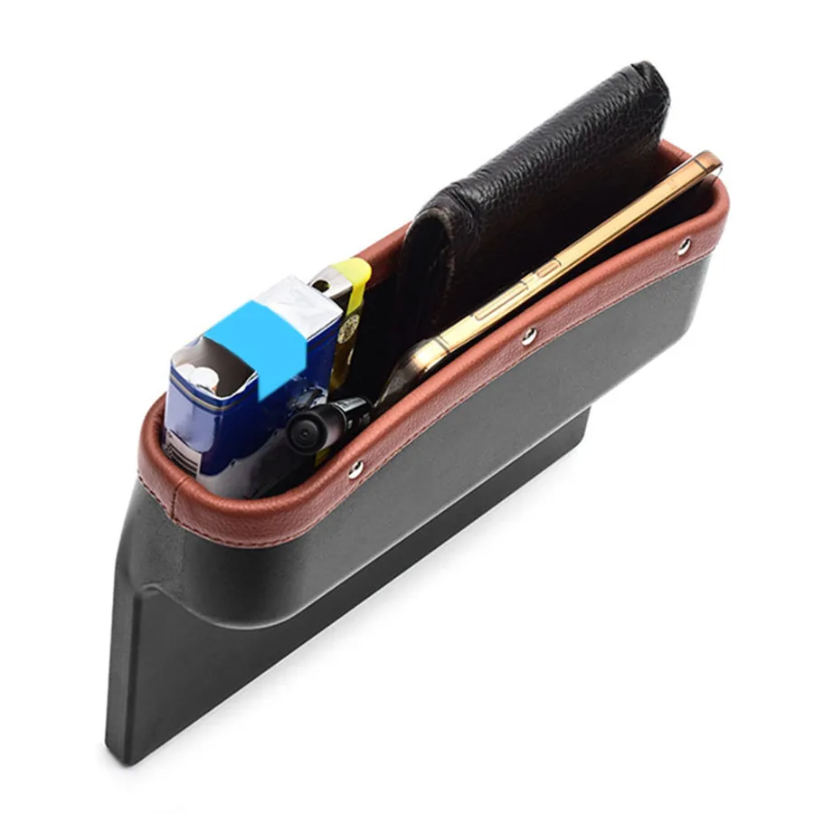 

Car Seat Gap Slit Pocket Storage Stowing Tidying PU Leather Organizer Catch Catcher Box