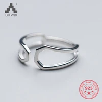 pure 925 sterling silver european american new design creative concise geometric open ring fine jewelry