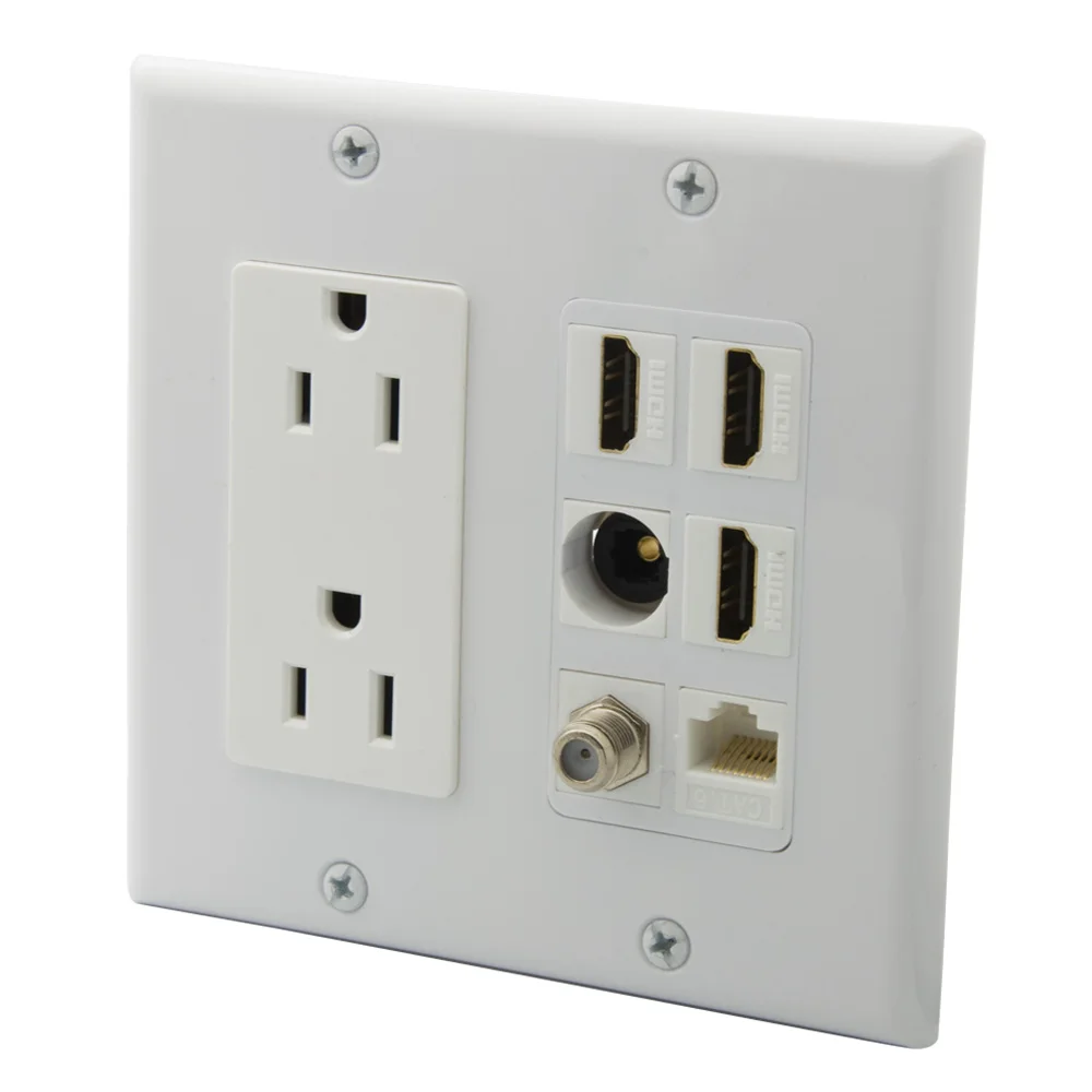 2 комплекта декоративный стиль F RG6 TV CAT6 RJ45 Toslink 3 порта HDMI американский