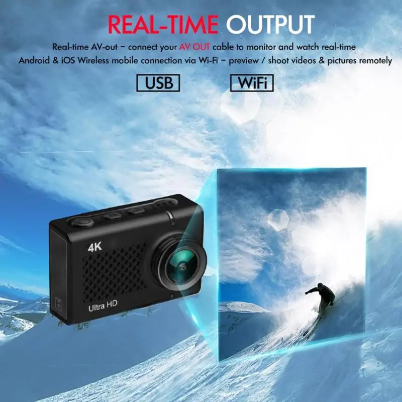AT-N470 4 K 2 35 дюймовый сенсорный экран водонепроницаемый WiFi 1080 P экшн-камера DVR |