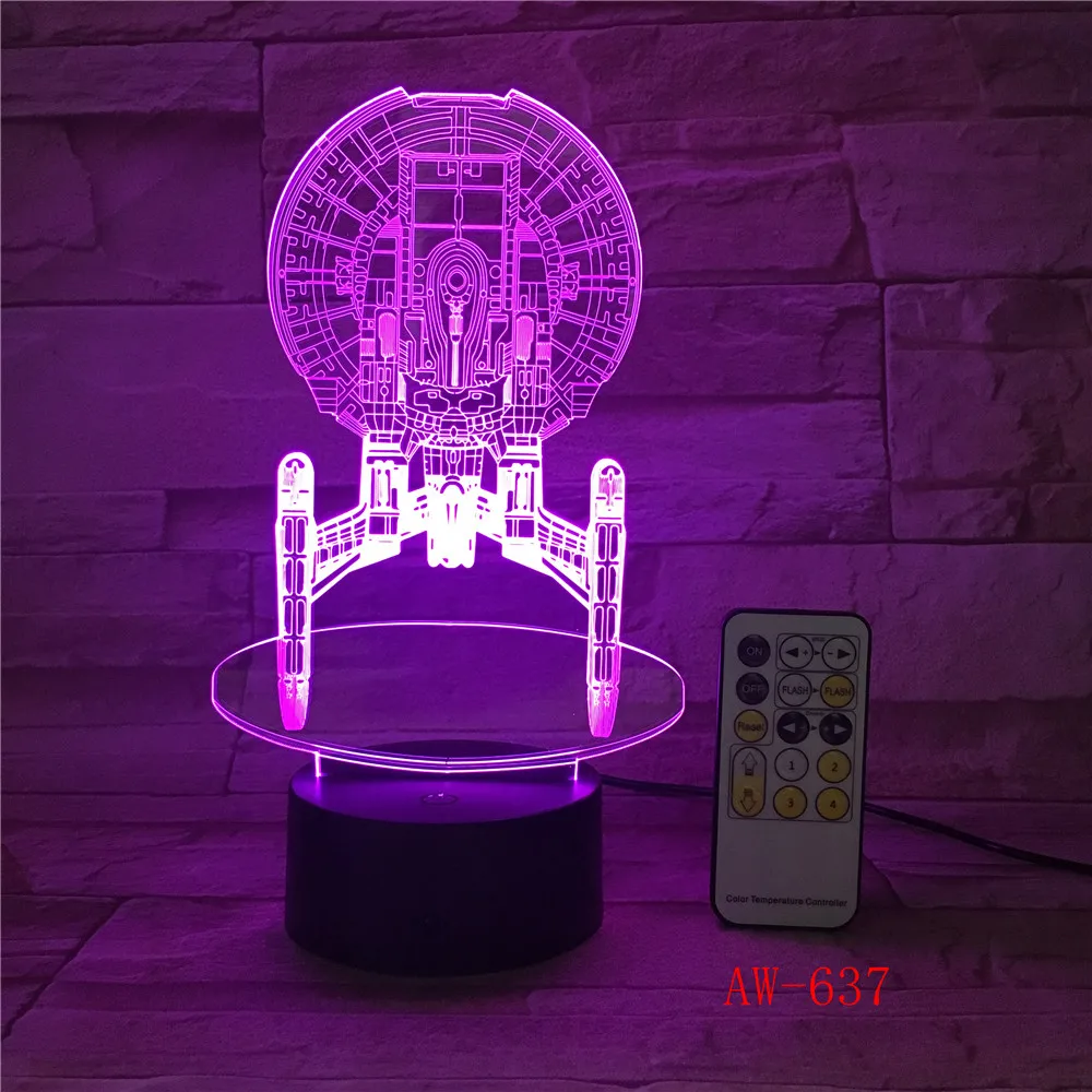 7 цветных сменных настроений Светодиодная лампа 3D светодиодный космический