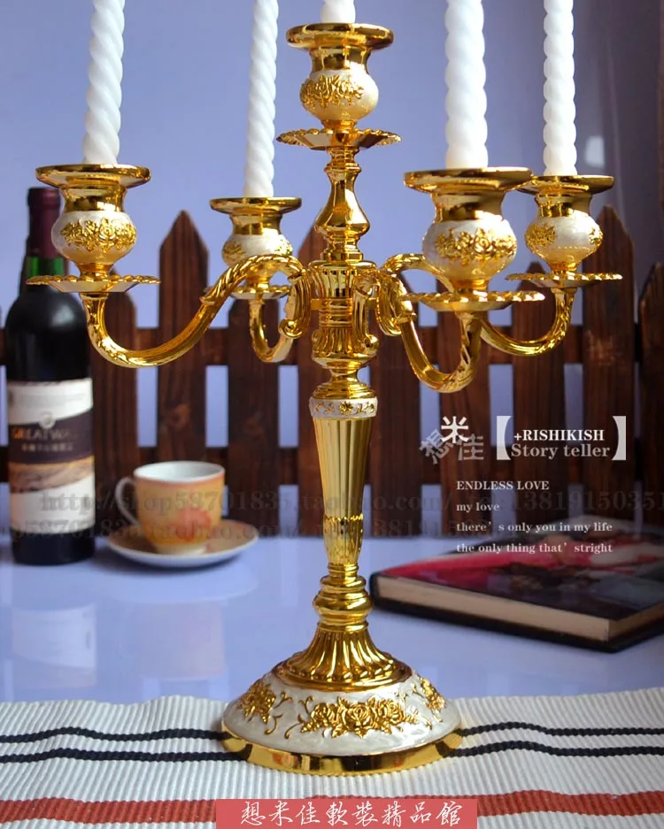 

European style fashion silver gold plated metal candelabra candelabrum candle holder candlesticks for wedding home decoration