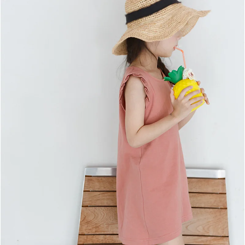 New 2019 Summer Girls Dress Korean Kids Pleated Fly Sleeve Irregular Baby Sundress Ruched Toddler Clothes Cute #3958 | Детская одежда и