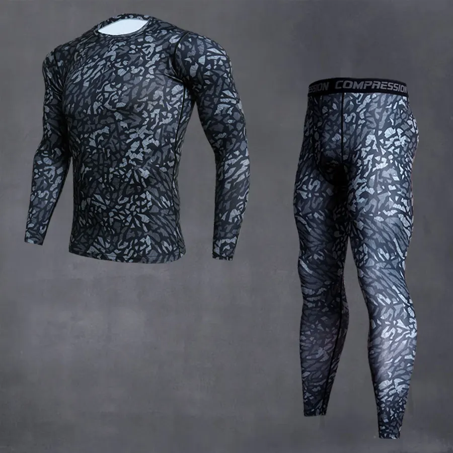 2019 компрессионный комплект мужские камуфляжные спортивные Леггинсы Мужская