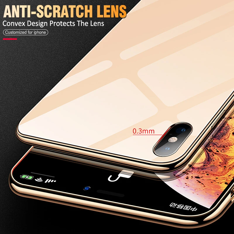 Роскошные гальванические стекло чехол для iPhone XS MAX XR X 10 ультра тонкий крышка