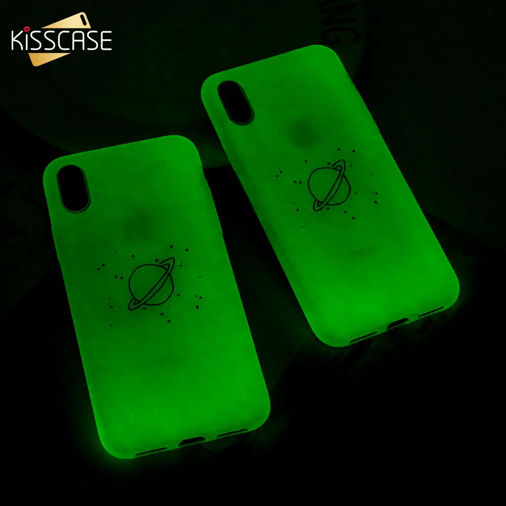 KISSCASE модный светящийся чехол для iPhone X 6 6S 7 8 Plus белый Звездная ночь телефона iphone XR