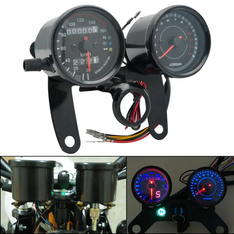 12V Motorcycle Speedometer Tachometer Dual Gauge Kit Fit for All Tradition Equipment Accessories | Автомобили и мотоциклы