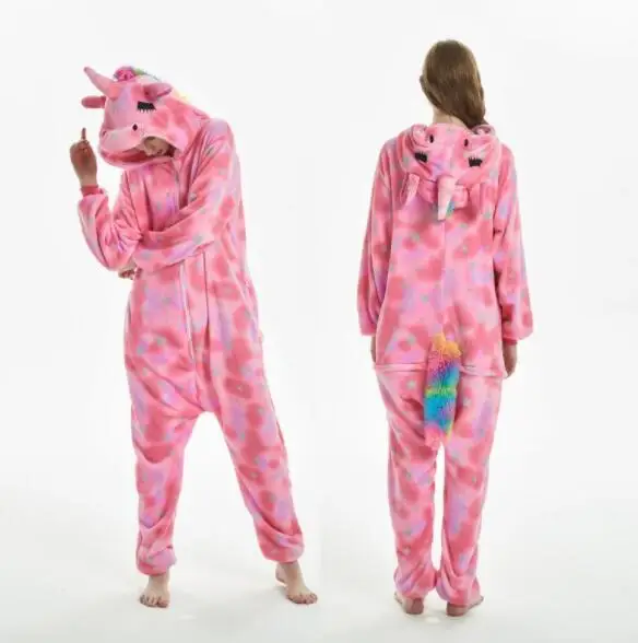 Пижама с животными Для женщин мужчин пижамы Косплэй Onesie Единорог зимние