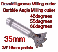 35mm45 55 60 degrees 6f carbide angle milling cutter dovetail groove milling cutter processing copper aluminum cast iron etc