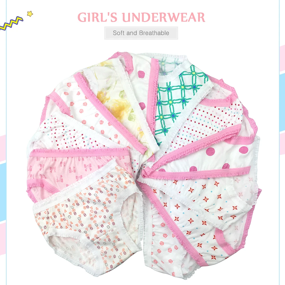 Bragas de algod&oacute;n para ni&ntilde;as, pantalones cortos florales, ropa interior para ni&ntilde;os de 2 a 8 a&ntilde;os, colores aleatorios, 2 unids/lote-1